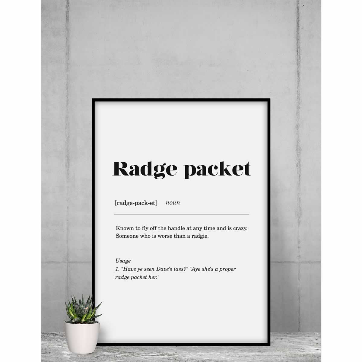Radge Packet Geordie Definition Wall art