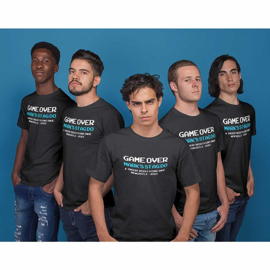 Game Over Stag Party T-Shirts With Personalised Printing