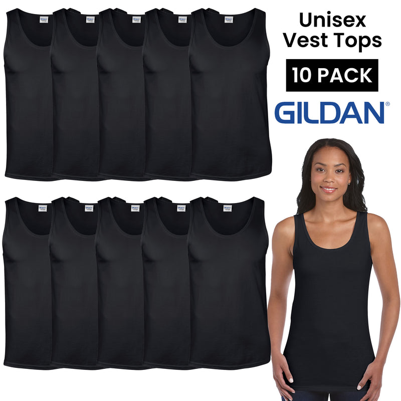 Pack Of 10 Plain Vests - Gildan Vest Tops