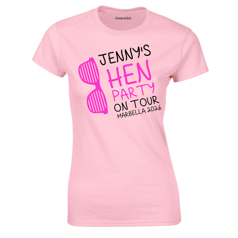 Personalised Hens On Tour T-Shirt For Hen Party