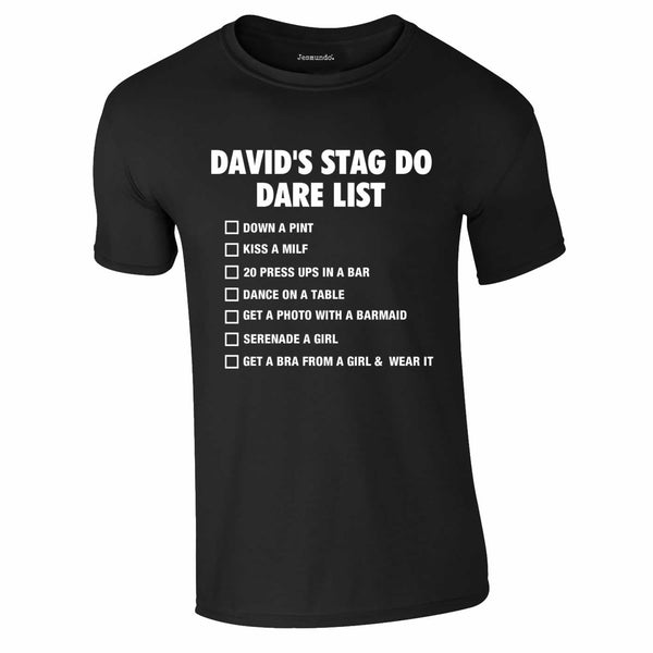 Stag Do Dares List T-Shirt For Stag Party