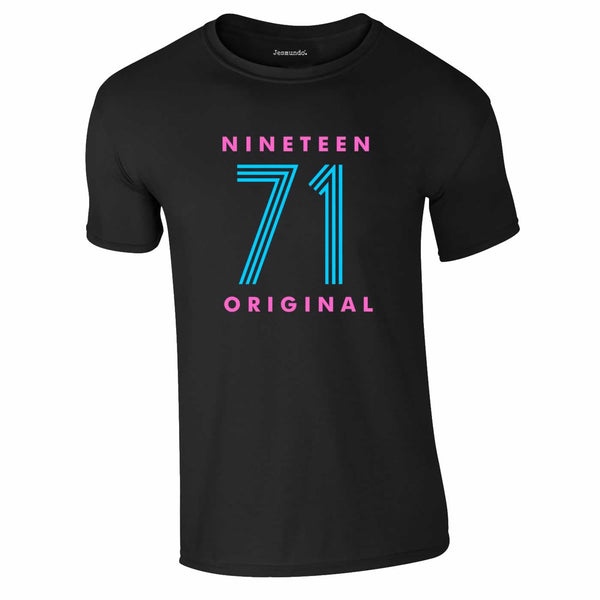 50th Birthday Tee with neon print in black
