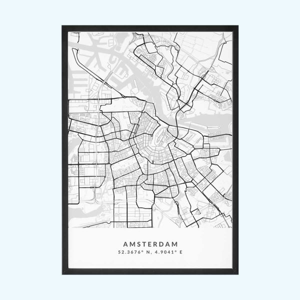 Amsterdam Minimalist Printed Map Poster