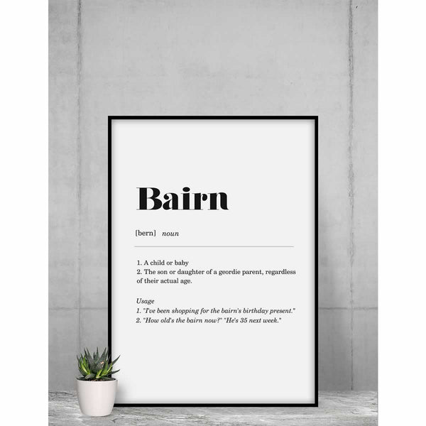 The Bairn Geordie Definition Wall Art Print
