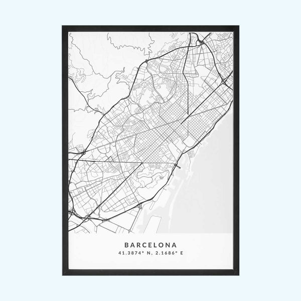 Barcelona Minimalist City Print Poster