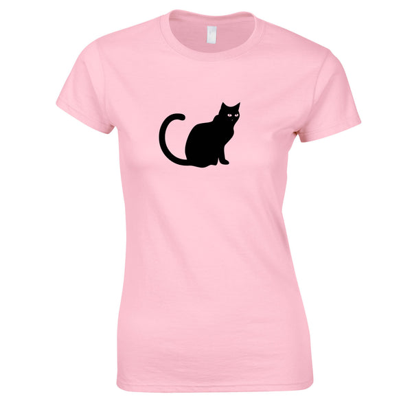 Black Cat Graphic Print T Shirt