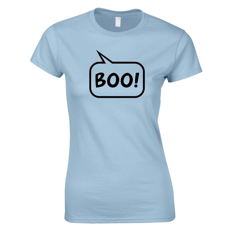 Boo Speech Bubble Women's Top In Sky