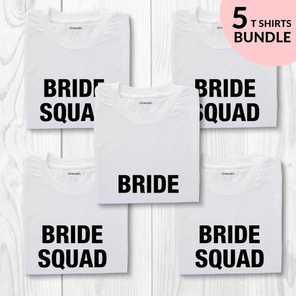 Bride Squad 5 T-Shirts Pack For Hen Party