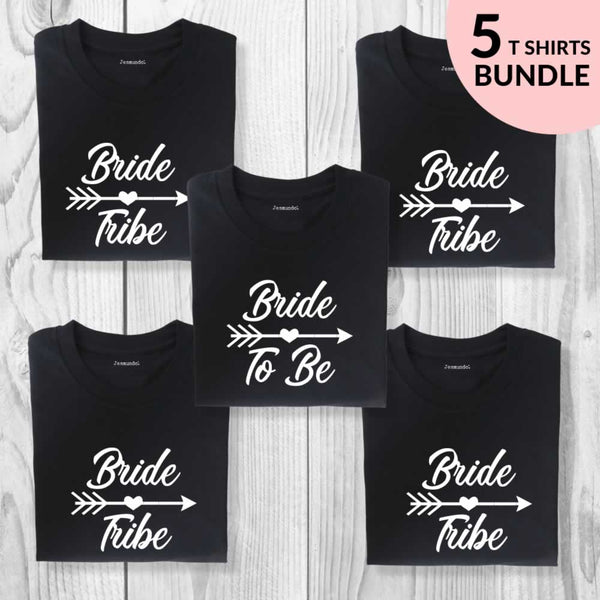 Bride Tribe T Shirts Pack Of 5 For A Hen Party