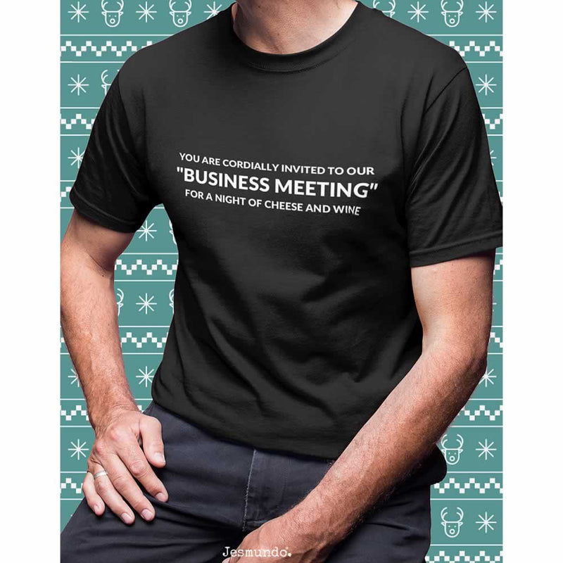 Wine and cheese business meeting t shirt for men