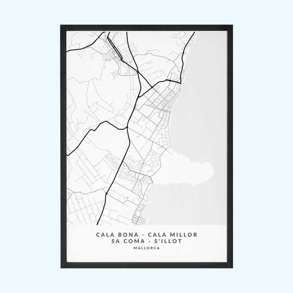 Cala Bona, Cala Millor, Sa Coma Map Print Poster