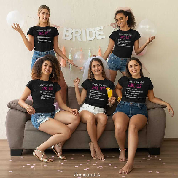 Hen Party Dare List T Shirts - Custom Printed Tops