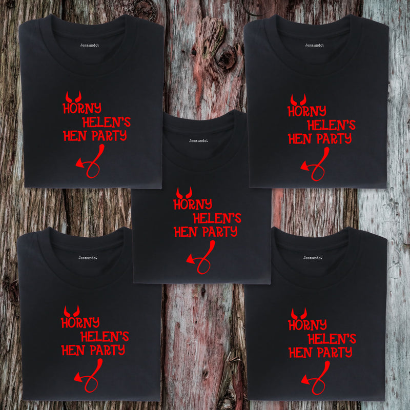 Horny Devil Hen Party T Shirts Custom Printed