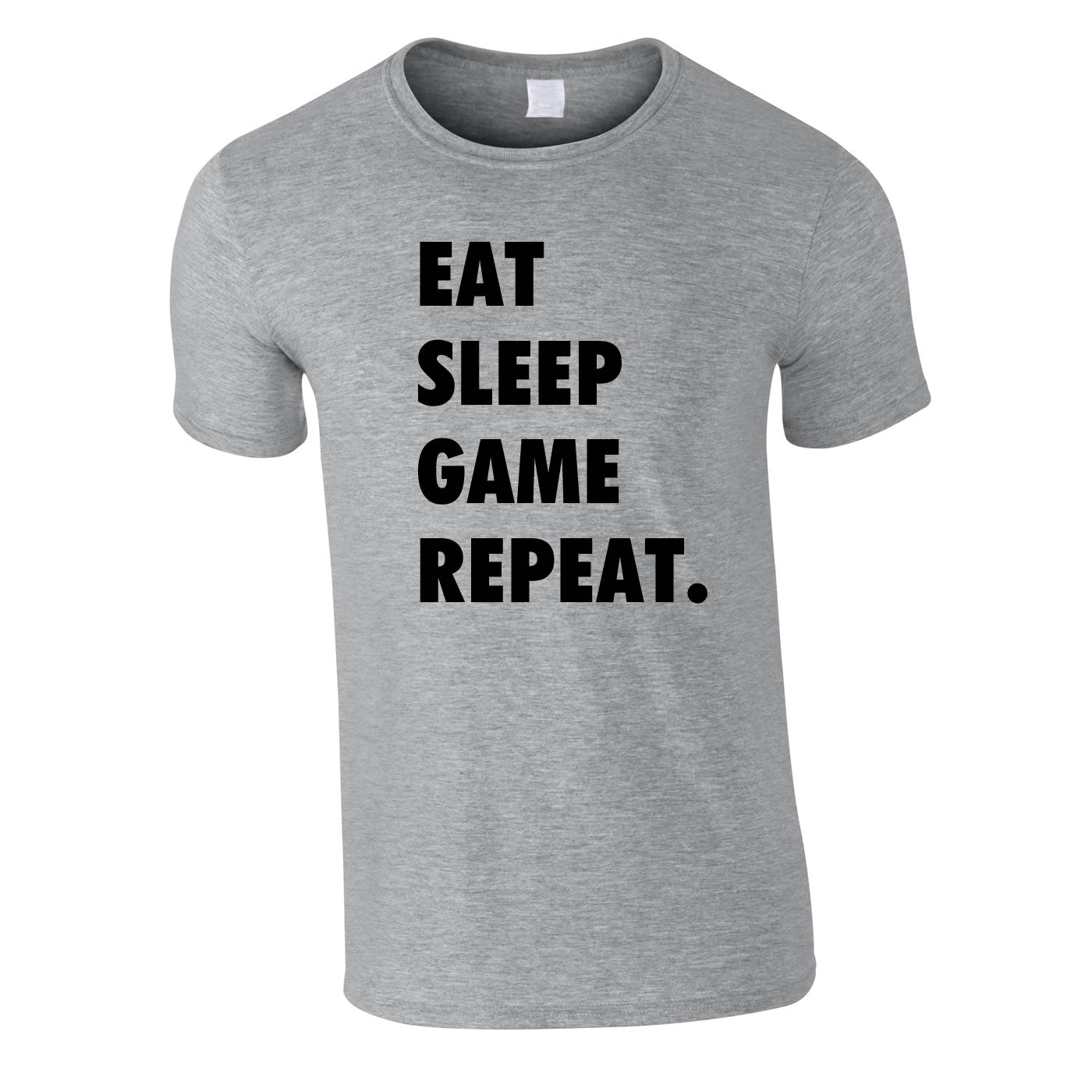 Eat Sleep Game Repeat Tee In Grey