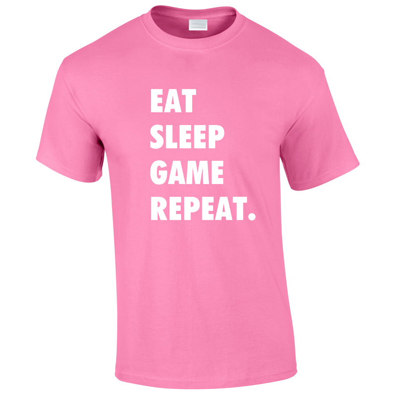 Eat Sleep Game Repeat Tee In Pink
