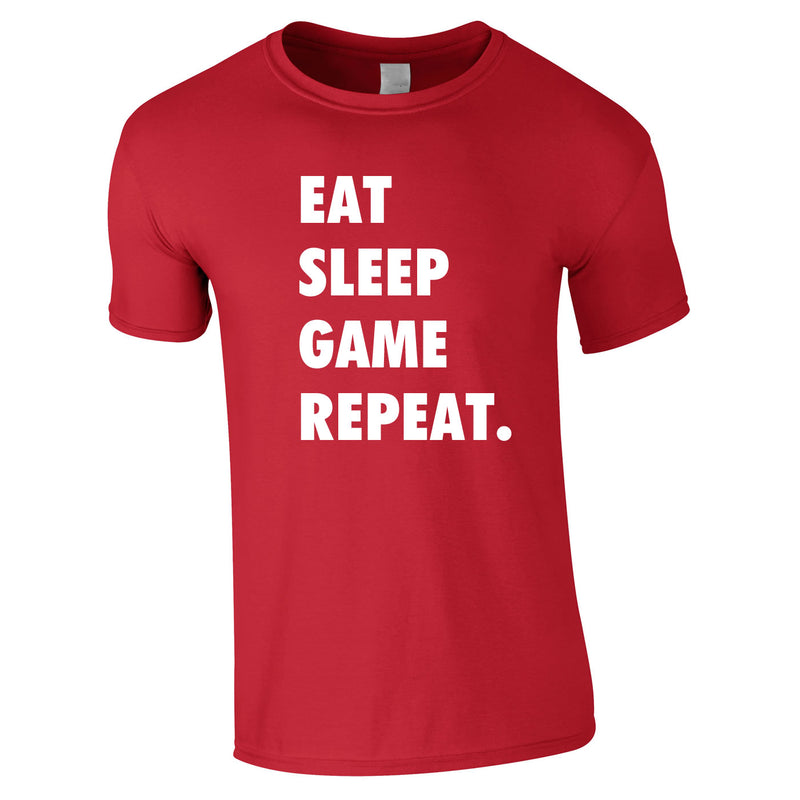 Eat Sleep Game Repeat Tee In Red
