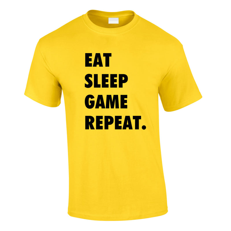 Eat Sleep Game Repeat Tee In Yellow
