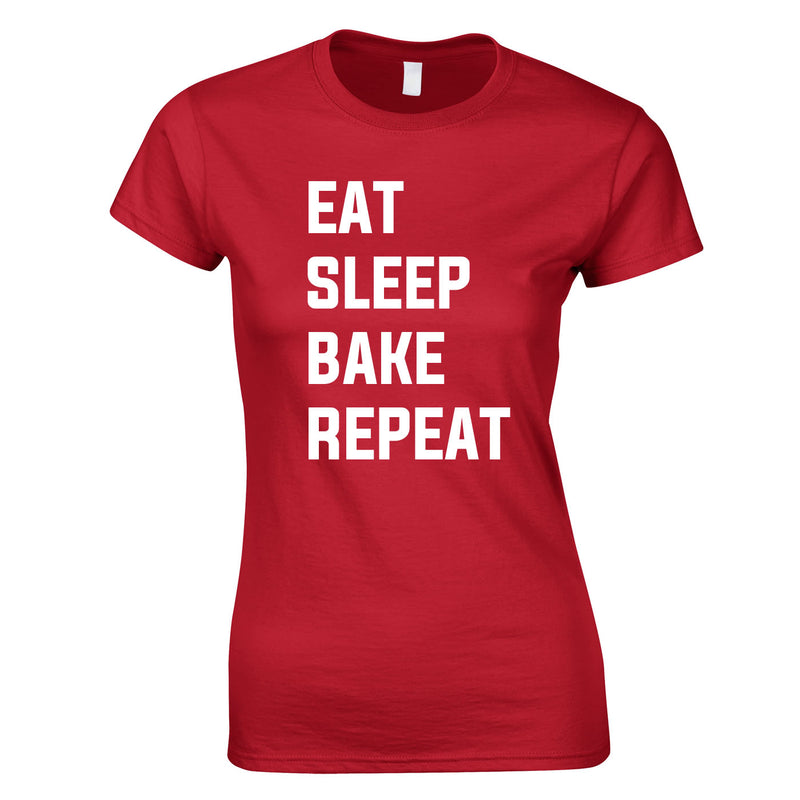 Eat Sleep Bake Repeat Top In Red