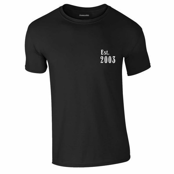 Est 2003 18th Birthday Tee In Black