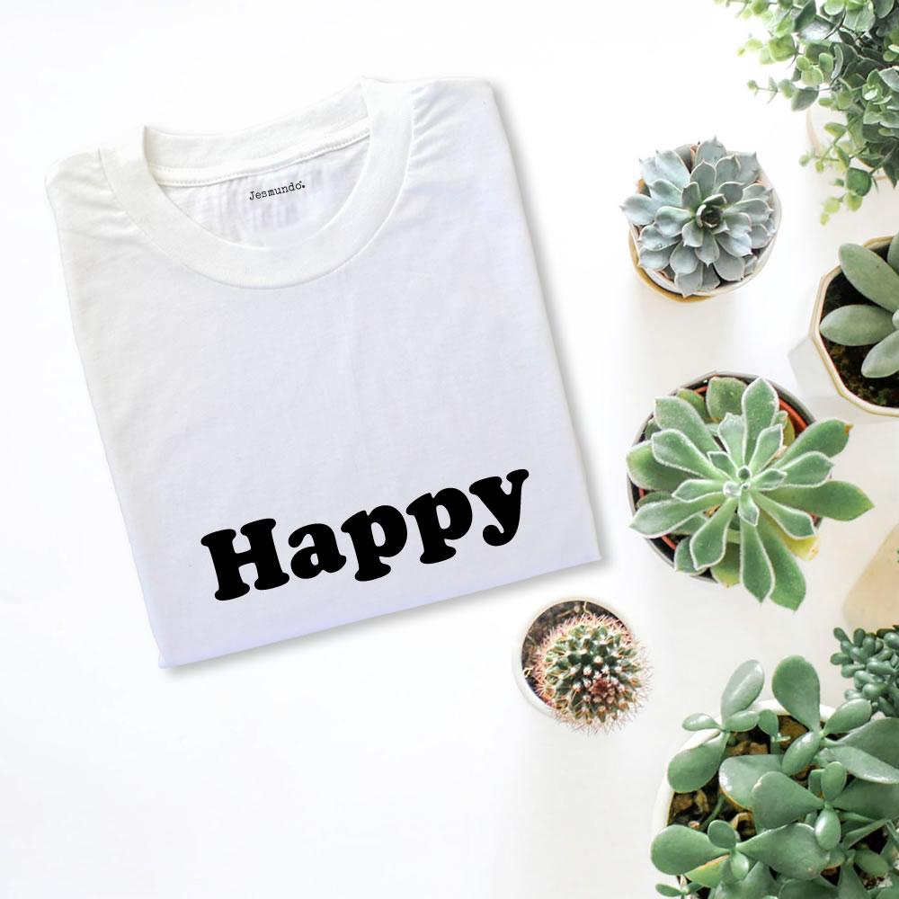 Happy Slogan Printed Top