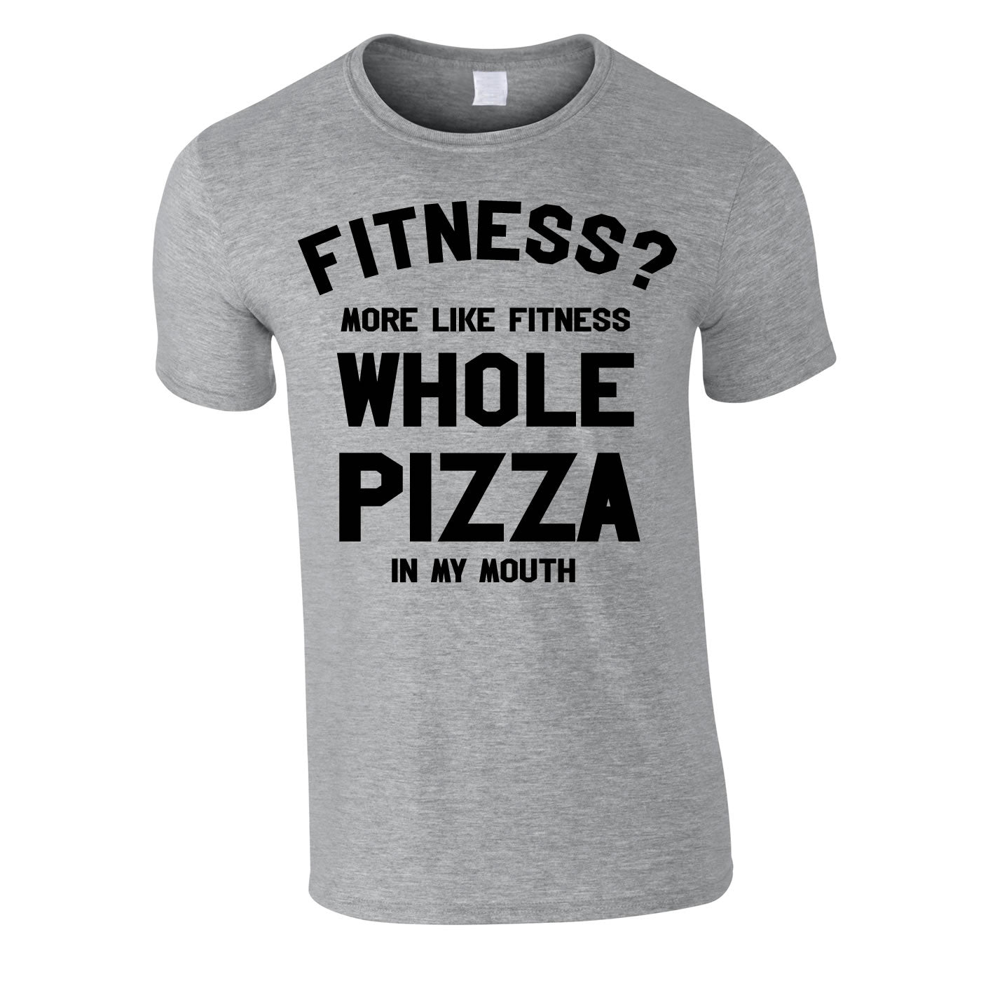 Fitness? More Like Fitness Whole Pizza In My Mouth Tee In Grey