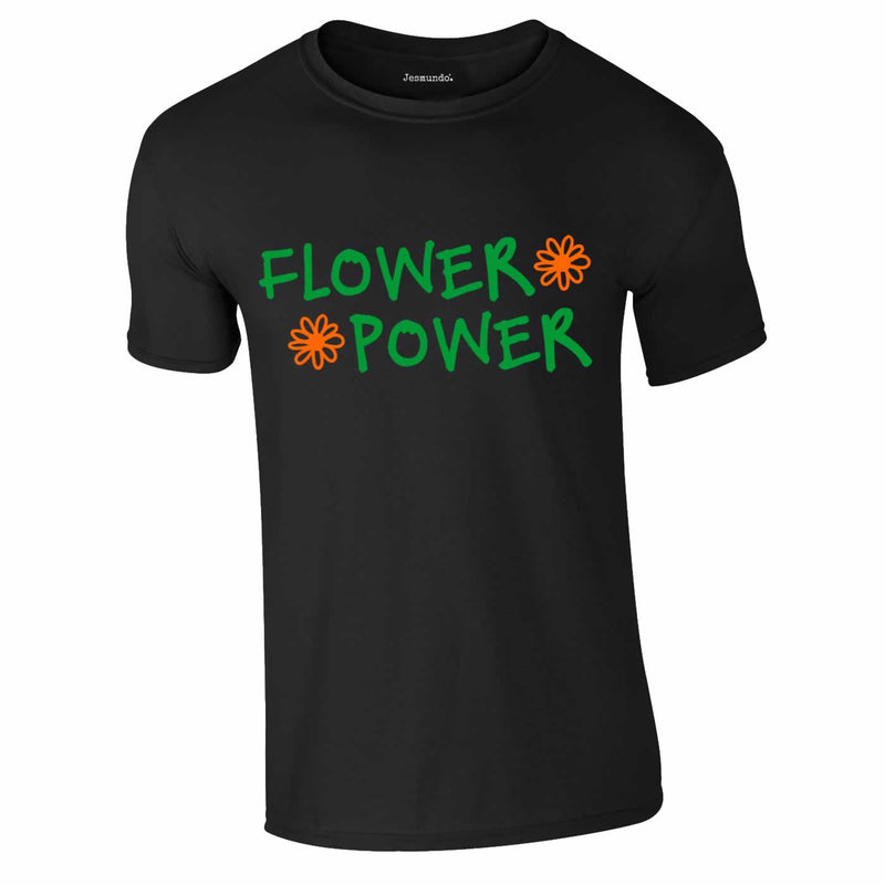 Black Flower Power T Shirt