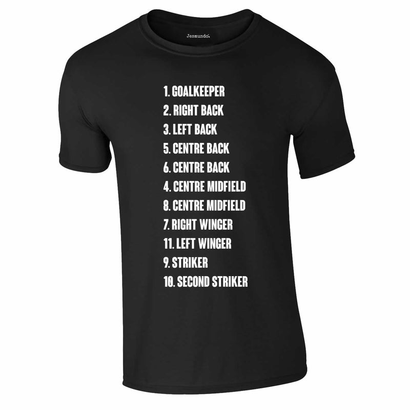 4-4-2 Football Team Lineup T-Shirt In Black