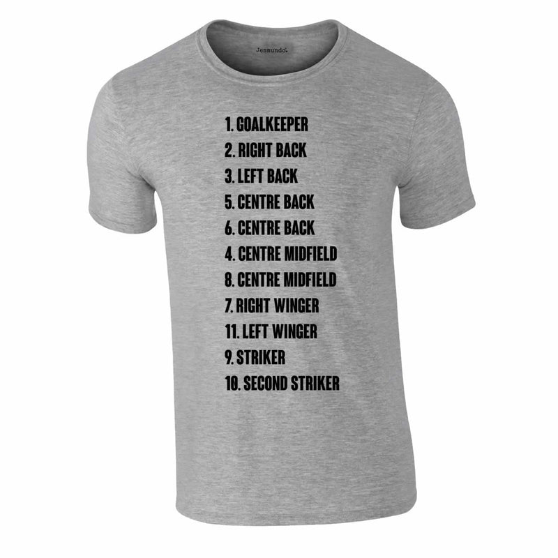 4-4-2 Football Team Lineup T-Shirt In Grey