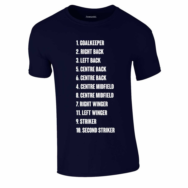 4-4-2 Football Team Lineup T-Shirt In Navy