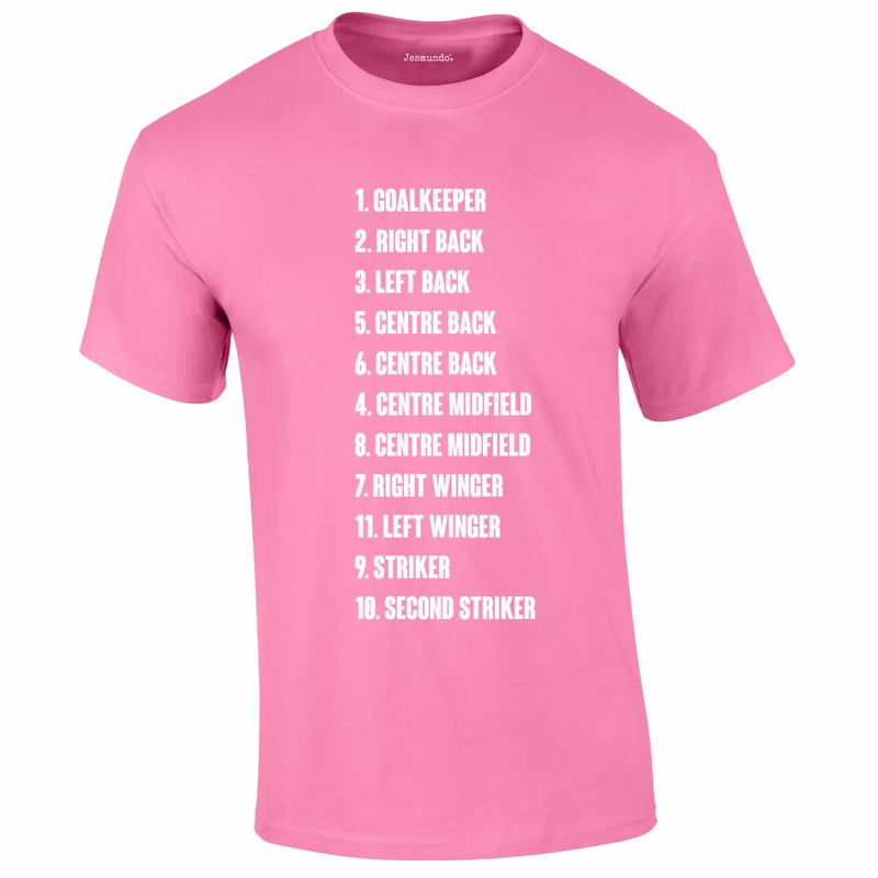 4-4-2 Football Team Lineup T-Shirt In Pink
