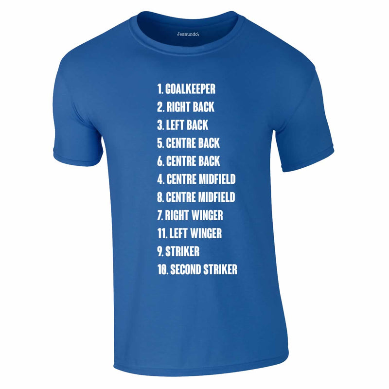 4-4-2 Football Team Lineup T-Shirt In Royal Blue