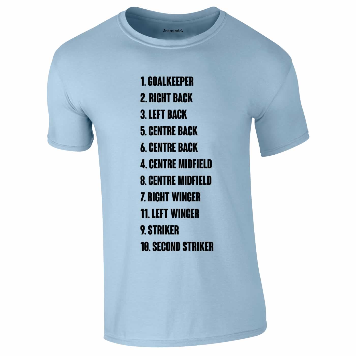 4-4-2 Football Team Lineup T-Shirt In Sky Blue
