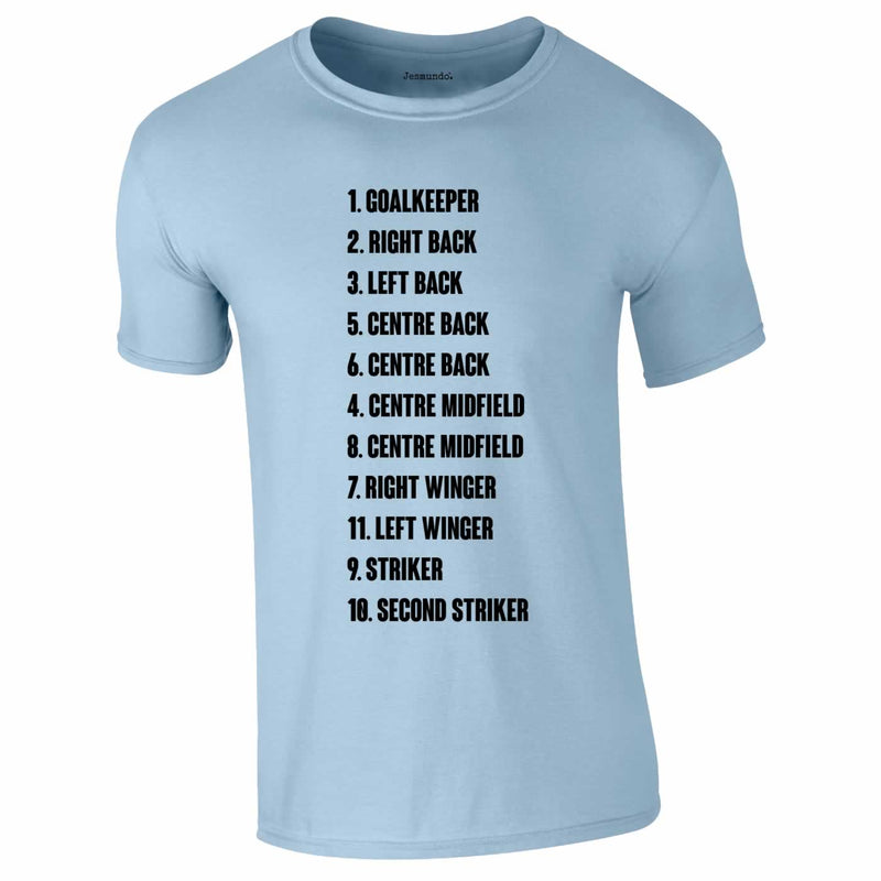 4-4-2 Football Team Lineup T-Shirt In Sky Blue