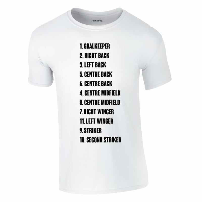 4-4-2 Football Team Lineup T-Shirt In White