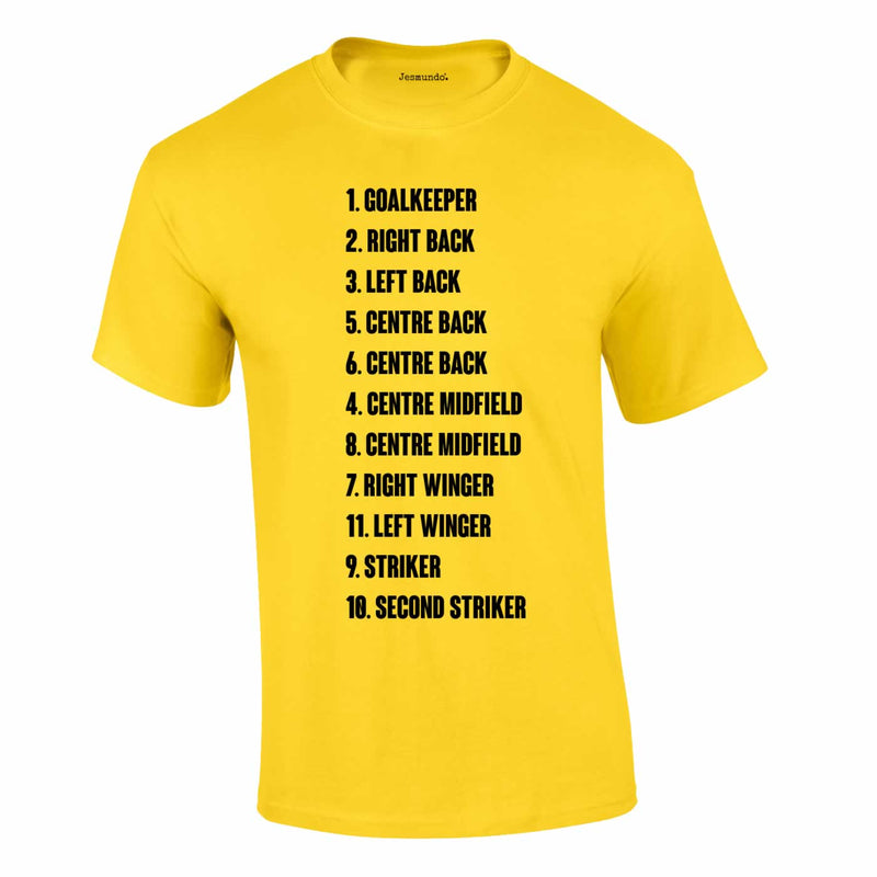 4-4-2 Football Team Lineup T-Shirt In Yellow