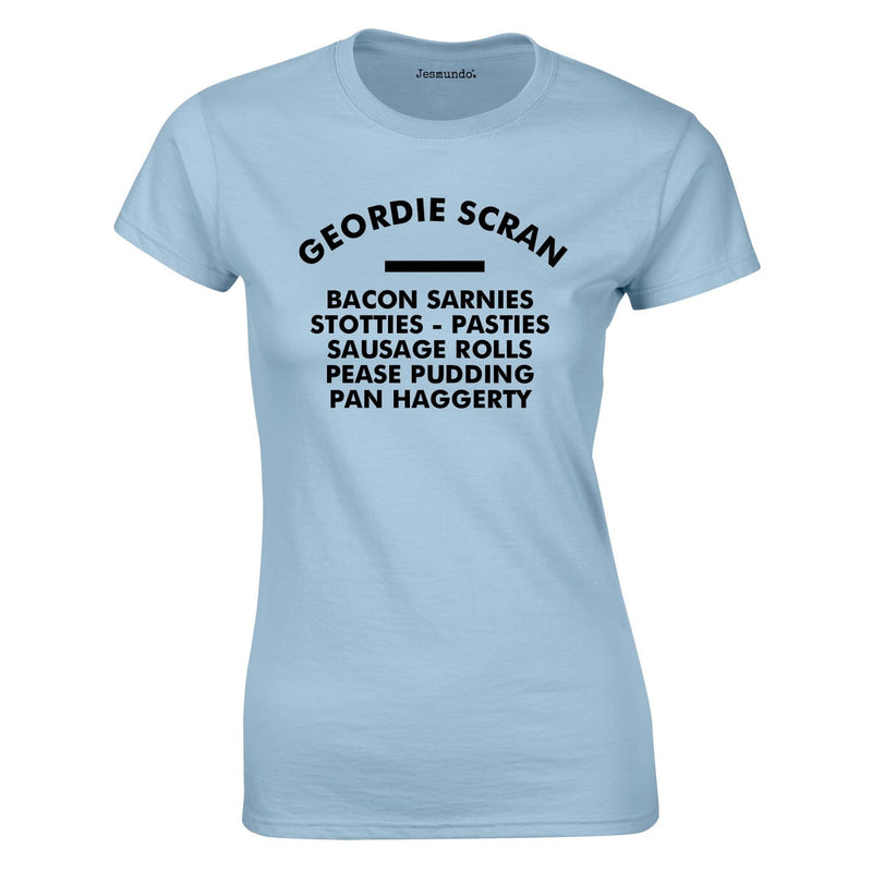 Geordie Scran Ladies Tee In Sky