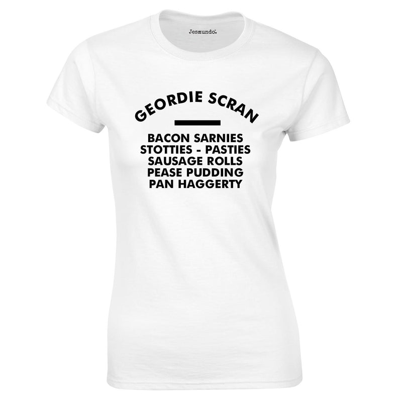 Geordie Scran Ladies Tee In White