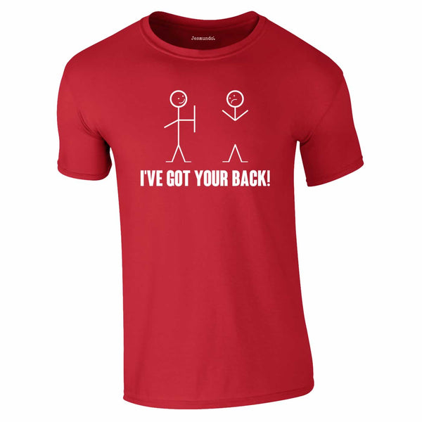 Maglietta Uomo Divertente Maglietta Umoristica 'I've Got Your Back' – Design Stickman, Regalo Divertente Per Amici T-shirt Cotone 100% Nera - Foto 8