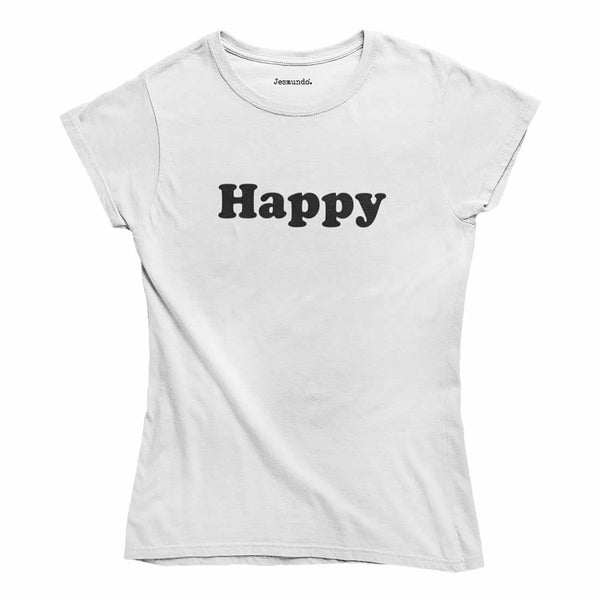 Happy Printed Slogan T-Shirt