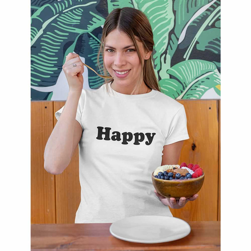 Happy Printed Slogan Top