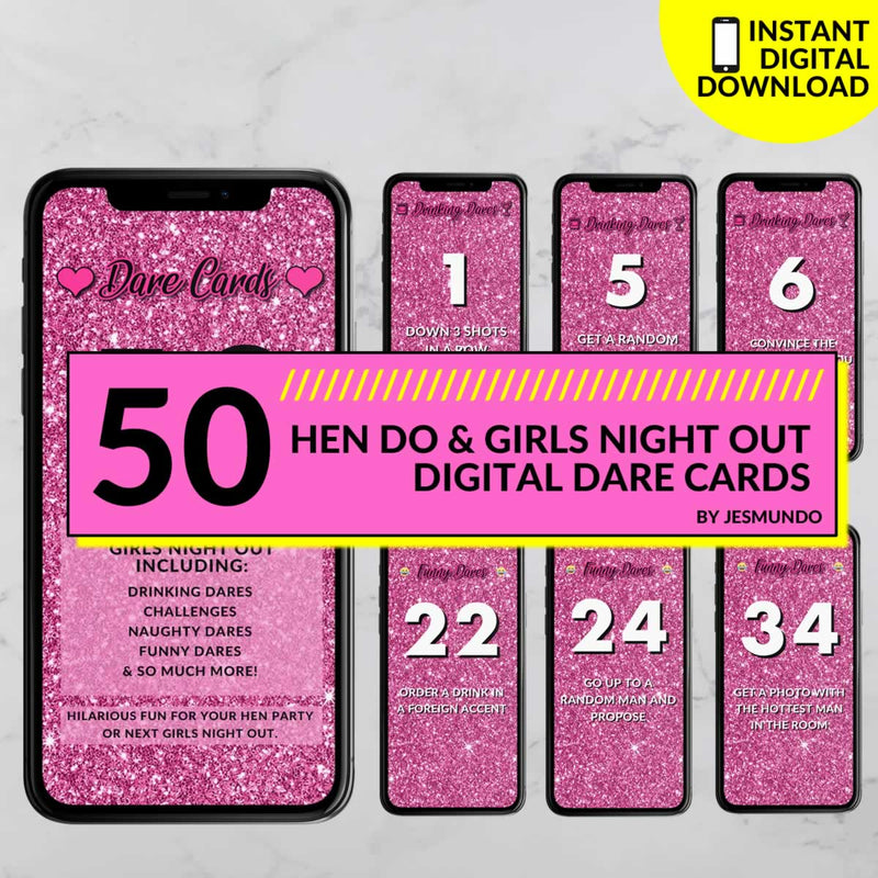 Hen Do Dare Cards - Download To Your Phone - Apple & Android Compatible