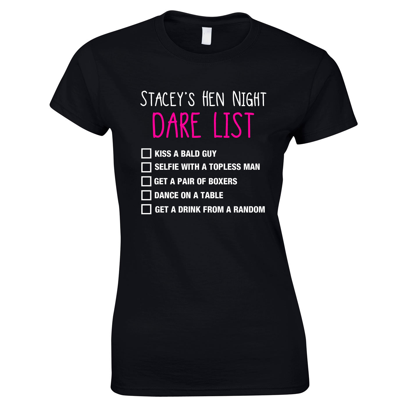Hen Do Dare List T Shirt Personalised Printed