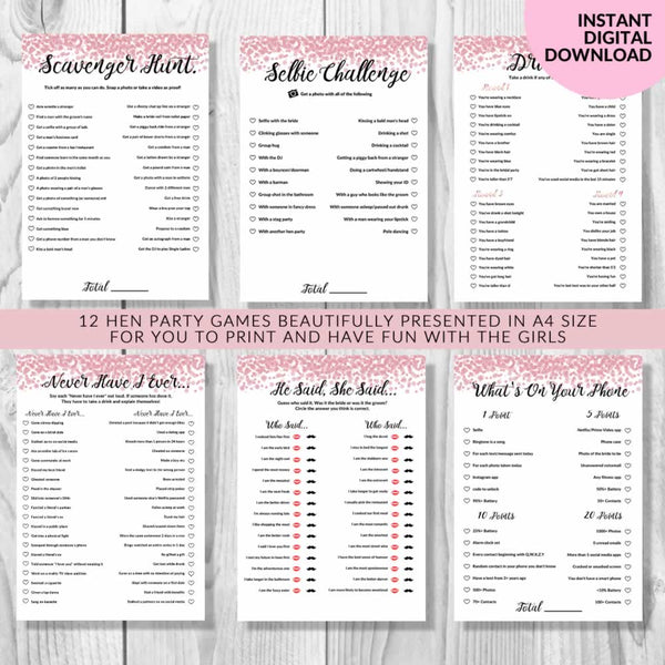 Hen Party Games Pack - 12 Downloadable Hen Night Games