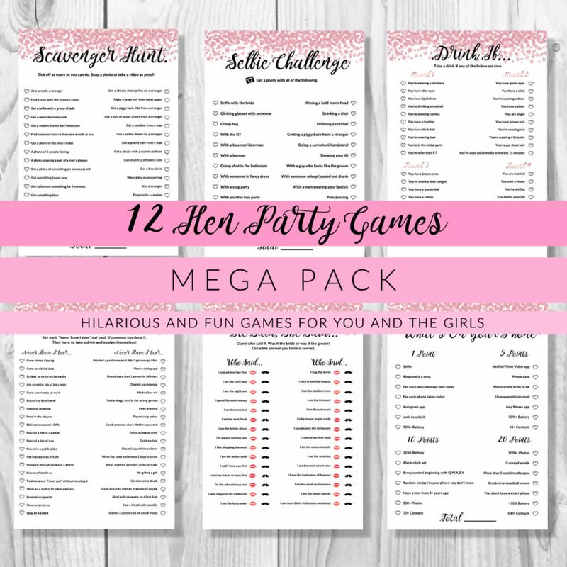 12 Hen Party Printable Games For Your Hen Night