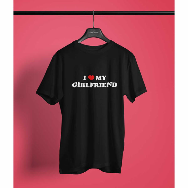 Camiseta 'I Love My Girlfriend' Para Hombre - Verde Militar Talla XL, Regalo Divertido Para Parejas