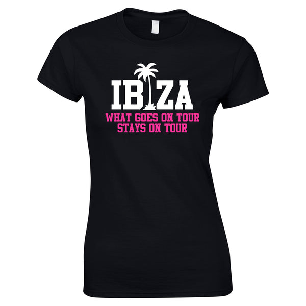 Ibiza What Goes On Tour Girls Holiday Personalised T-Shirt