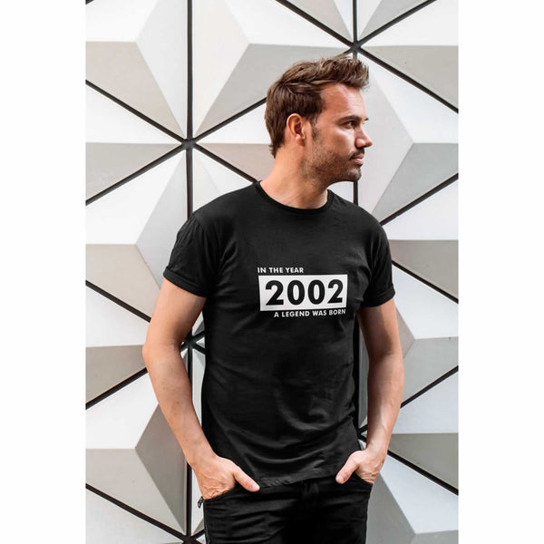 Men's In  The Year 2002 A Legend Was Born T Shirt For 21st Birthday