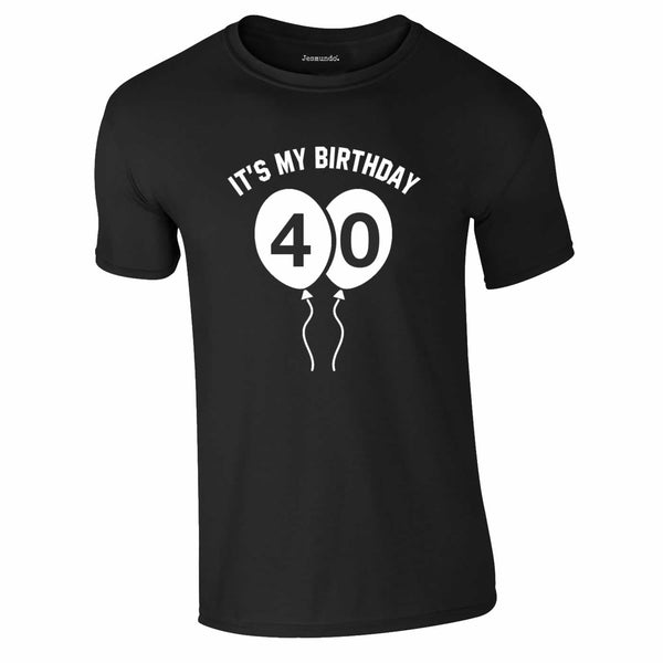 40th Birthday Balloons T Shirt design in black