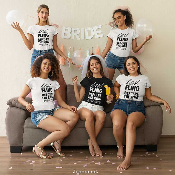 Last Fling Before The Ring Personalised Bride T-Shirts For Hen Party