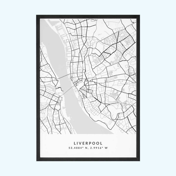 Liverpool City Map Print Minimalist Style